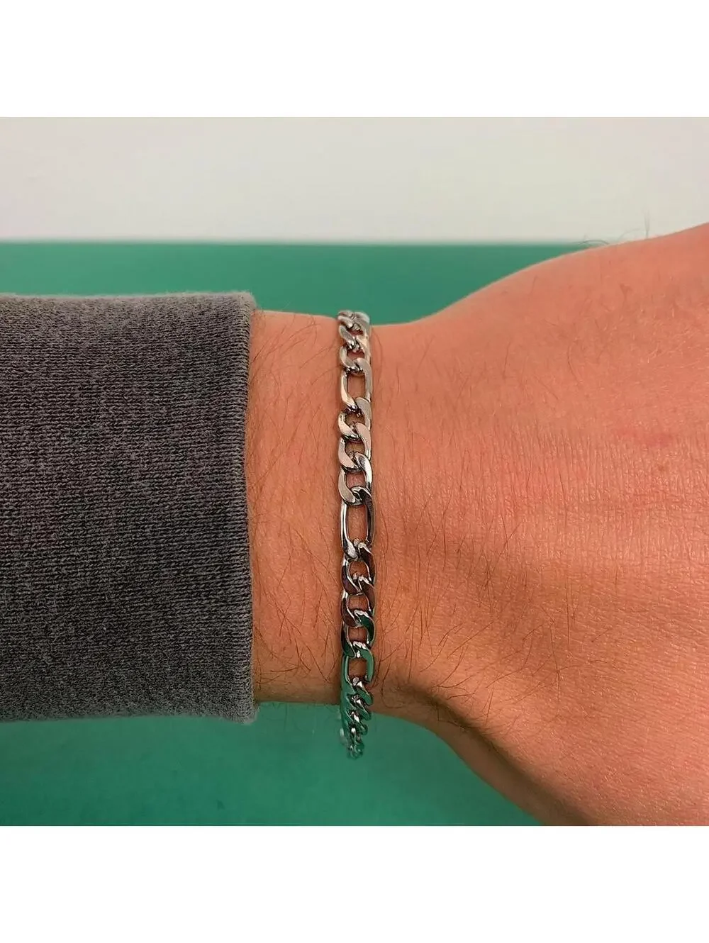 Cyber Vintage y2k 2000s style Figaro Sterling Silver grunge punk Bracelet. 8